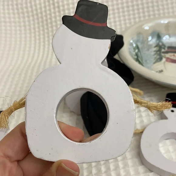 Vintage Vera Neumann Snowman Napkin Holders & Snowman Bowl - Picture 7 of 9